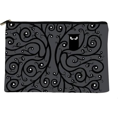 Women black Little owl Printed Make up bag Fashion Women Cosmetics Organizer Bag for Travel Colorful Storage Bag for Lady Bag