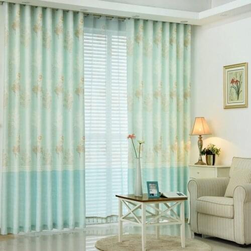 Korean Smell Fresh Printing Blackout Curtains for Living Dining Room Kitchen Garden Curtain White Velvet Fabric Home Decoration
