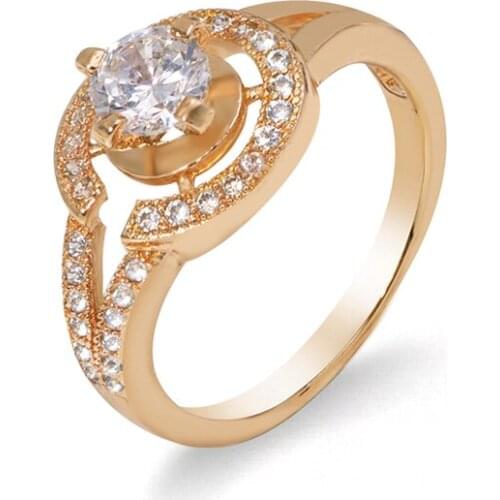 MxGxFam Fashion Rings Jewelry for Women Gold Color 18kGoldPlated AAA+ Cubic Zircon