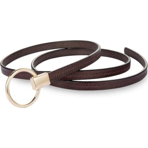 2018 Fashion Women Leather Belts Casual Pin Buckle Vintage Straps Thin Luxury Cintos Designer Cowhide Lady Female Waist Belt