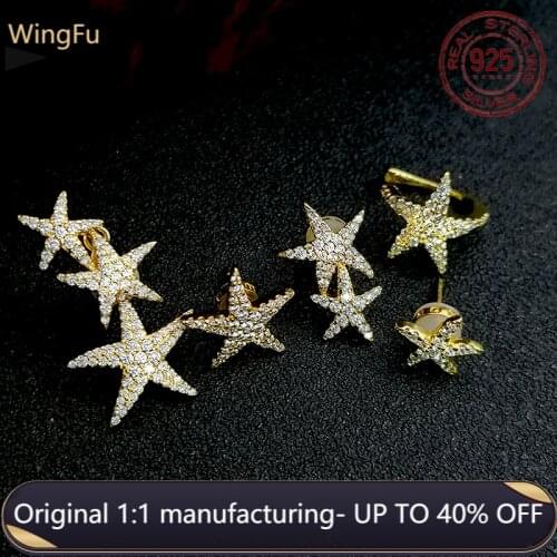 S925 sterling silver ladies earrings marine life irregular five-pointed starfish zircon earrings set luxury brand Monaco jewelry