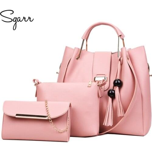 SGARR Women Bags Handbags Women Famous Brands Ladies PU Leather Messenger Bags Fashion 3 Pieces Sets Composite Bag Tassel Tote