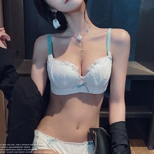 Womens Intimates Seamless Sexy Lace Bra Women Small Breasts Gather Wire Free Push Up Bralette Brassiere Underwear Lingerei Set