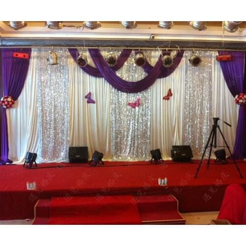 10ft*20ft Sequins deep purple Wedding Backdrop Drapes Curtain Wholesale stage decoration party Backdrop stage decorations