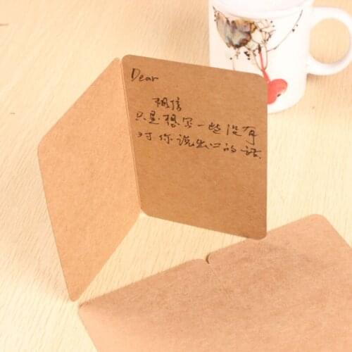 10pcs Blank Kraft Paper Card Folding Gift Card Vintage Retro Greeting Card Birthday Party Wedding Invitation Card