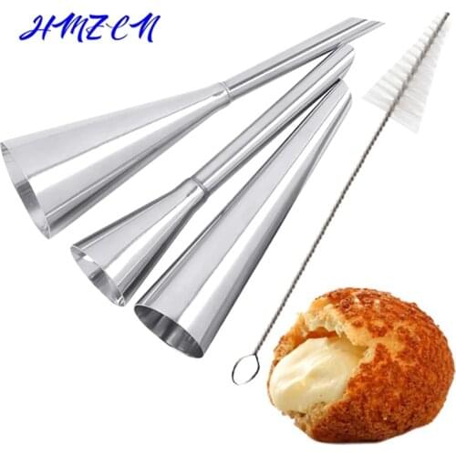 2-4PCS Cream Icing Piping Puff Nozzle Tips Stainless Steel Cupcake Puffs Injection Russian Syringe Confectionery Pastry Tool