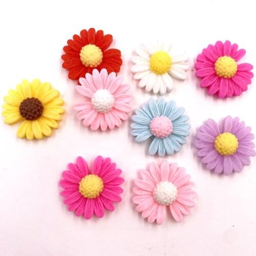20pcs Resin Gap Daisy Flower Flatback Cabochon Stone Buttons Applique DIY Scrapbook Craft Home Decor Accessories H44