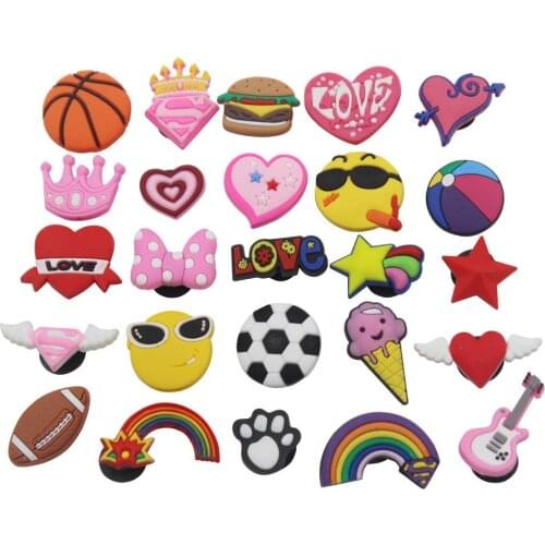25pc Cute Love Sport Ball Shoe Charms Shoe accessories For Clog Shoes & Bracelet Wristband Gift