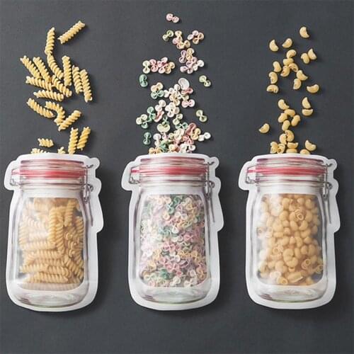 3/4/7pcs Kitchen Organizer Food storage bag Preservation Fridge Freezing Food Storage Reusable Jar Bag Mason bottle ziplock bag