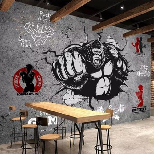 Personality Creative Fitness Bodybuilder Gorilla 3D Wall Paper Roll Gym Bedroom Background 3D Mural Wallpaper Home Decoration