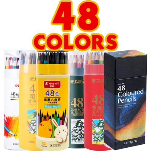 Brutfuner 12/18/24/36/48/72 Professional Water Soluble Color Pencil Soft Wood Watercolor Colored Set Drawing School Art Supplies