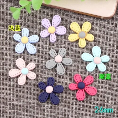 50pcs Five-petal flower Imitation Fabric Style Resin Palstic DIy Jewelry Accessories material Flatback Kawaii Flowers Cabochons