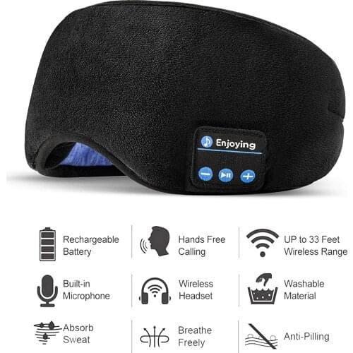 Bluetooth 5.0 Wireless 3D Sleep Mask Stereo Sleeping Eye Mask Headband Music Sleep Aid Soft Blindfold Bandage Eyes Cover Patch