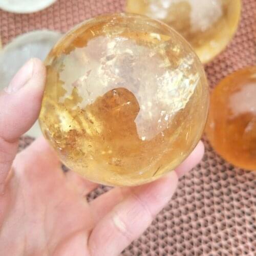 Large iceland crystal ball iceland sphere NATURAL YELLOW Optical Calcite ball