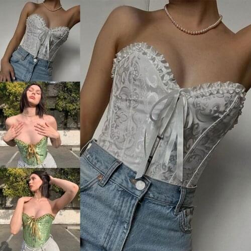 M2EA Court Ins Style Bustier Tops Floral Grain Sexy Slimming Waist Corsets Clothing Underwear for Party Ordinary Streewear