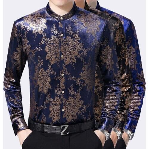 Chinese style business casual stand collar high-end long sleeve shirt Autumn 2018 New quality soft comfortable men shirt M-XXXL