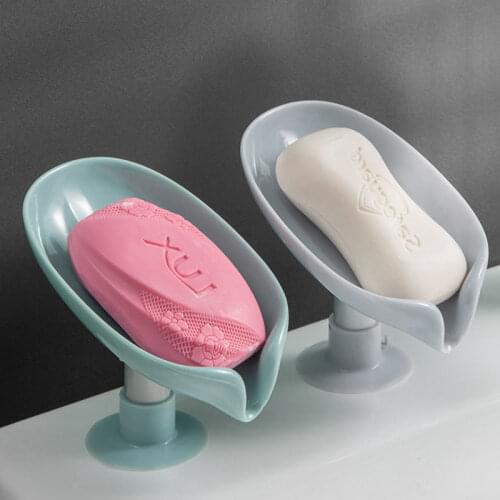 Leaf Shaped Soap Holder Shower Soap Shelf Bath Soap Box Vertical Suction Cup Laundry Soap Dish Storage gadget Bathroom Supplies
