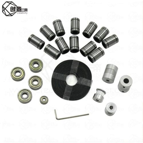 3D printer parts Reprap i3 movement kit GT2 6mm belt pulley 608zz bearing lm8uu 624zz bearing 5x8 coupling for i3 3D Printer