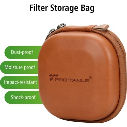 Filter Hard Storage Case PU Leather Bag Dust-Proof Carrying Punch Holds 5PCS up to 82mm Filter for UV CPL ND Graduated ND Filter