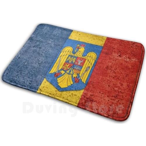 Flag Of Romania And Coat Of Arms Of Romania , Patriotic Gift Soft Non-Slip Mat Rug Carpet Cushion Bucharest Romanian
