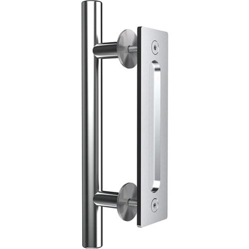 JFBL Hot 12 Inch Stainless Barn Door Pull Handle Set Stainless 12 Inch Round Gate Handle for Barn Door Gates Garages Sheds