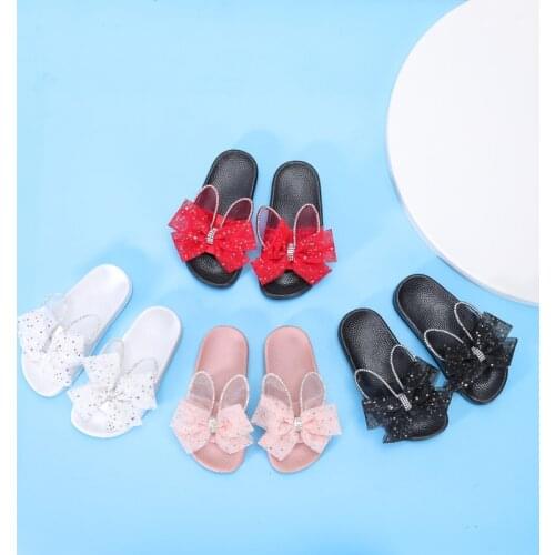 Summer girls slippers kids baby sandals with bow shoes children fashion soft slippers indoor non-slip sandals beach slippers