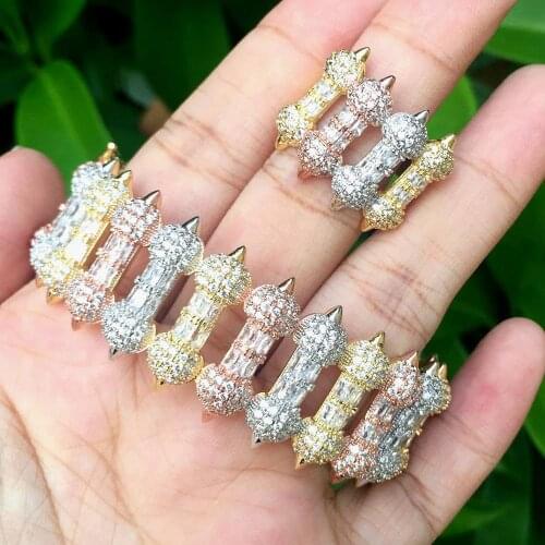 ModemAngel Luxury Brand Super Cubic Zirconia Copper Dress Engagement Party Wedding Bridal Jewelry For Women Bangle Ring Set