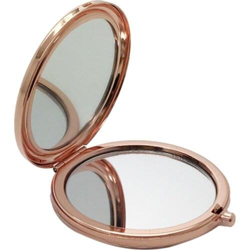 Fashion Exquisite Solid Color Mirror Portable Round Metal Double Side Travel Mirror Women Beauty Accessories