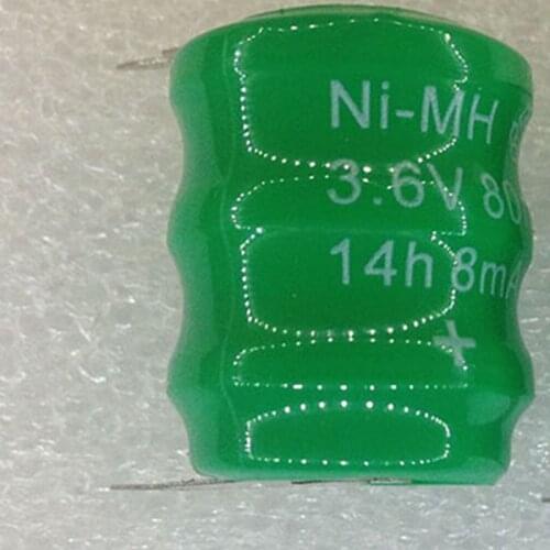 1PCS/LOT 80mAh 3.6V NI-MH Batteries With Pins Rechargeable Button Cell Battery for Clock memory lawn lamp