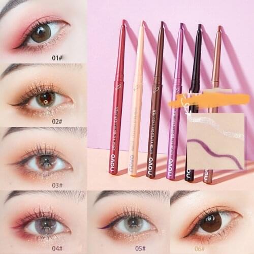 NOVO 6 Color Eyeliner Pen Gel Eye Liner Long-lasting Waterproof Sweat-proof No Smudging Eye Liner Pencil Eye Makeup TSLM1