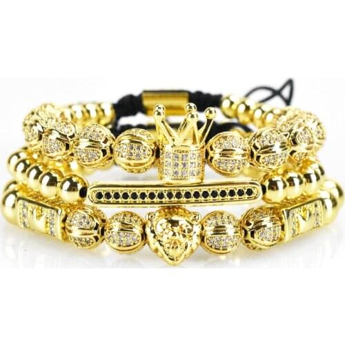 NEW Luxury royal crown bracelet sets jewelry pulseras lion bracelets homme jewelry sets bijoux adjustable bransoletki hippie