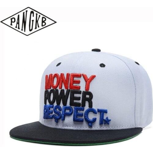 PANGKB Brand MONEY POWER CAP white hip hop snapback hat for men women adult outdoor casual sun baseball cap