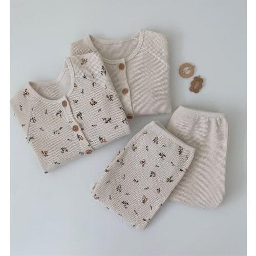 Baby Girls Boys Clothes Newborn Spring Baby Tops With Pants Floral Toddler Baby Sleepwear Long Sleeve Infant Pajamas For Kids