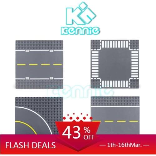 ENLIGHTEN City 32x32 Road Street Baseplate Straight Crossroad Curve T-Junction Building Blocks Parts Bricks Base Plate