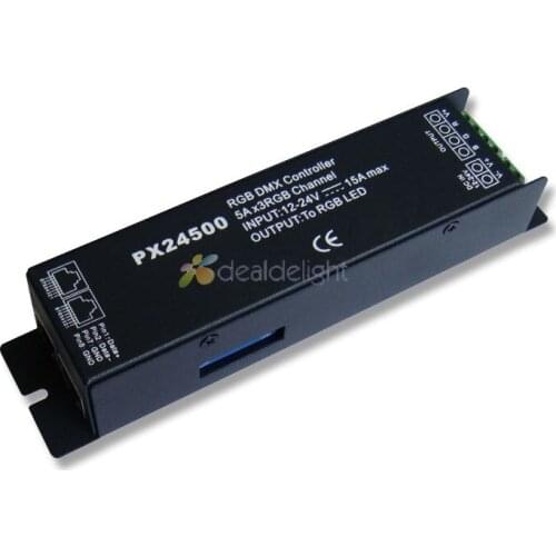 PX24500 DMX512/1990 Controller 3 Channels for RGB LED Bulb Light Lamp DC 12V-24V