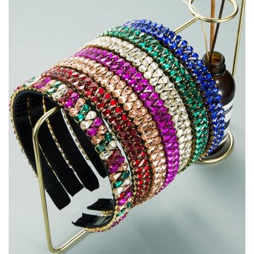 Luxury Full Diamond Toothed Non-slip Headband Fashion Hair Accessories Women Double Row Drop-shaped Rhinestone Cute Hair Hoop