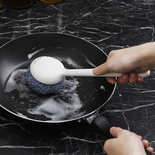 Kitchen Long Handle Cleaning Brush Household Strong Decontamination Pot and Dishwashing Brush Hanging Sink Stove Cleaning Brush