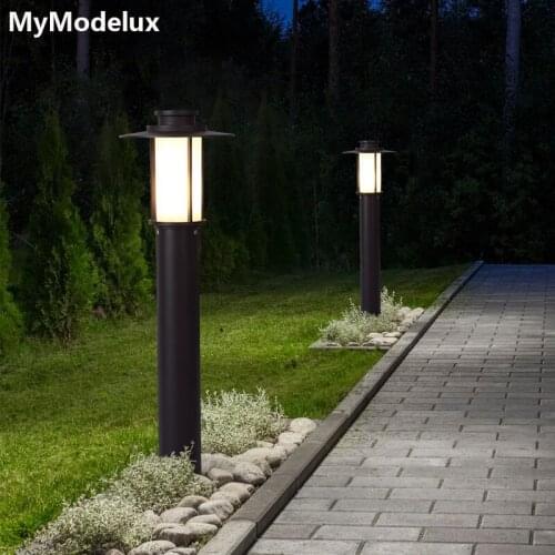 Modern E27 LED Outdoor Pillar Lights Garden Exterior Landscape Lighting Aluminum Lawn Lamps Decoratio for Street Yard Gate15W