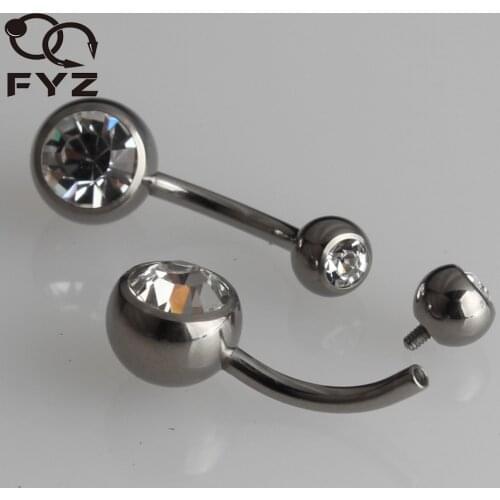 Internally Threaded G23 Titanium Belly Button Rings 14G Double Gems Navel Bars Belly Rings Body Piercing Jewelry