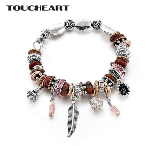 TOUCHEART Bohemian Latest Design Charm Bracelet For Women Jewelry Metal And Stone And Crystal Combined Charm Bangles SBR170049