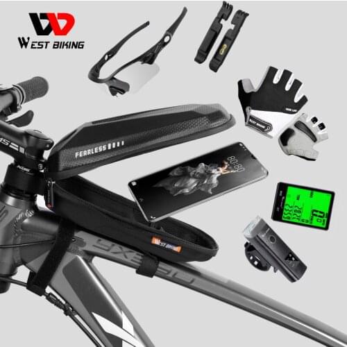 WEST BIKING Cycling Bag PU Carbon Hard Shell Bag Bicycle Front Bag Mountain Road Bike Front Beam Bag Riding Equipment Dropship