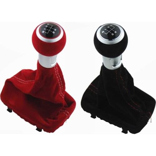 For Audi A3 S3 2001 2002 2003 Black Red 5 Speed Suede Leather Complete Gear Shift Knob Boot Cover Gaiter