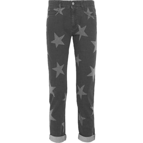 Plus size 25-31!2021 Fashion Print Five-Pointed Star Women Denim Pants Vintage Elastic straight Casual Jeans