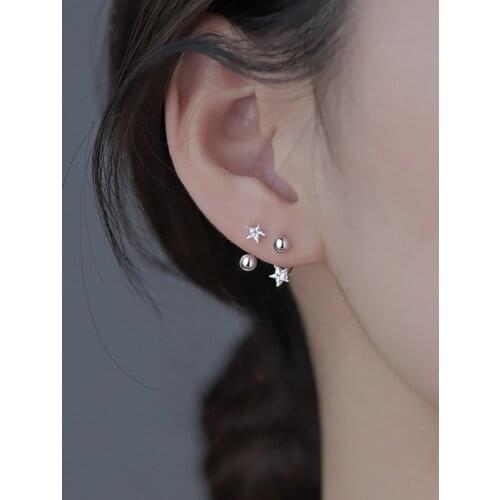 VENTFILLE 925 Sterling Silver Star Flash Diamond Summer Small Fresh Female 2021 New Trendy Personality Earrings