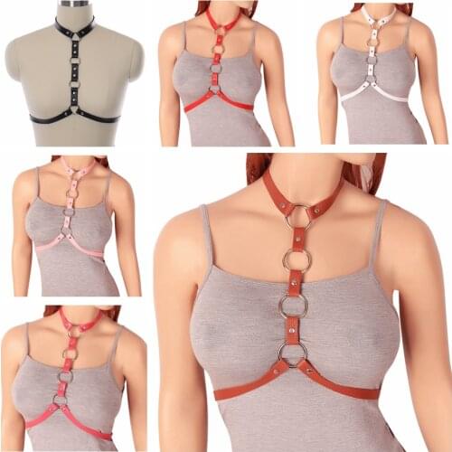 Punk Stylish Accessories Harness Fashion Body Bondage Gothic Dance Rave Wear PU Leather Women Harness Belts Waist Straps Chest