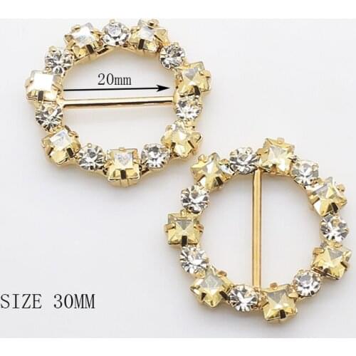 ZMASEY Metal Buckles 10Pcs/Lot Round DIY Handwork Buckles Diamond Ribbon Decoration Invitation Card Accessories
