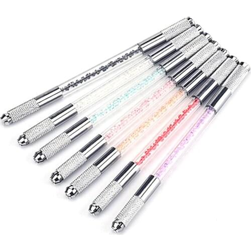 1pc Microblading Handles Flat and Round Needle Blade Tebori Pen Microblading Holder Double Head Eyebrow Embroidery Hand Tool