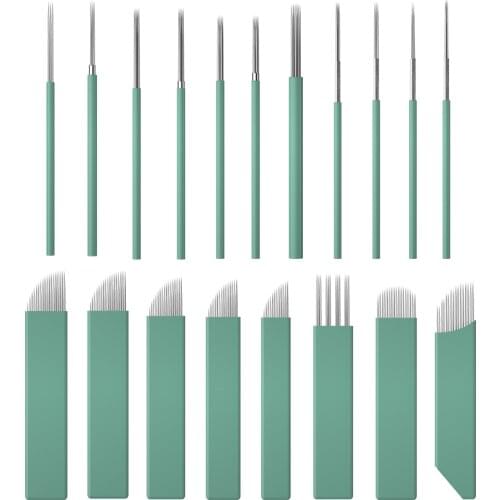 10pcs Microblading 0.18mm Tebori Blades Needles Tattoo needles Permanent Makeup Needle 7 9 12 14 17 21 Manual Eyebrow Blades
