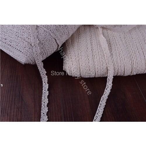 100Yard Grey and beige Cotton Lace Crochet Ribbon lace wholesale width 10mm .Lace Trim Edging Wedding
