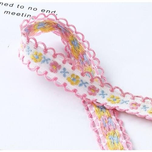 3 yards Floral Embroidery Wavy Edge Jacquard Ribbon for DIY Clothing Bags Decoration Trims Curtain Home Textile Accessories